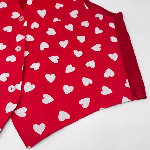 Vintage Blondettes Red White Hearts Valentine's Day Vest OSFM Measures Like Med - Picture 7 of 11